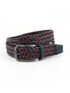 Italian Mini-Strand Woven Stretch Belt- Navy Multi