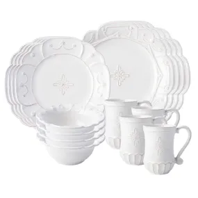 Jardins du Monde 16pc Place Setting - Whitewash