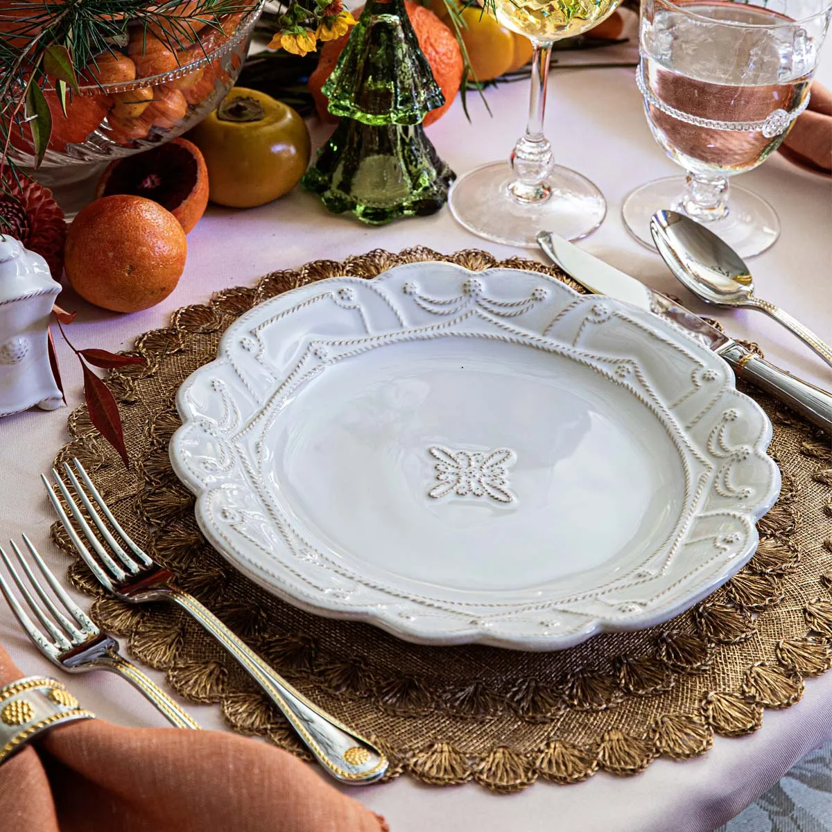 Jardins du Monde Dinner Plate - Whitewash