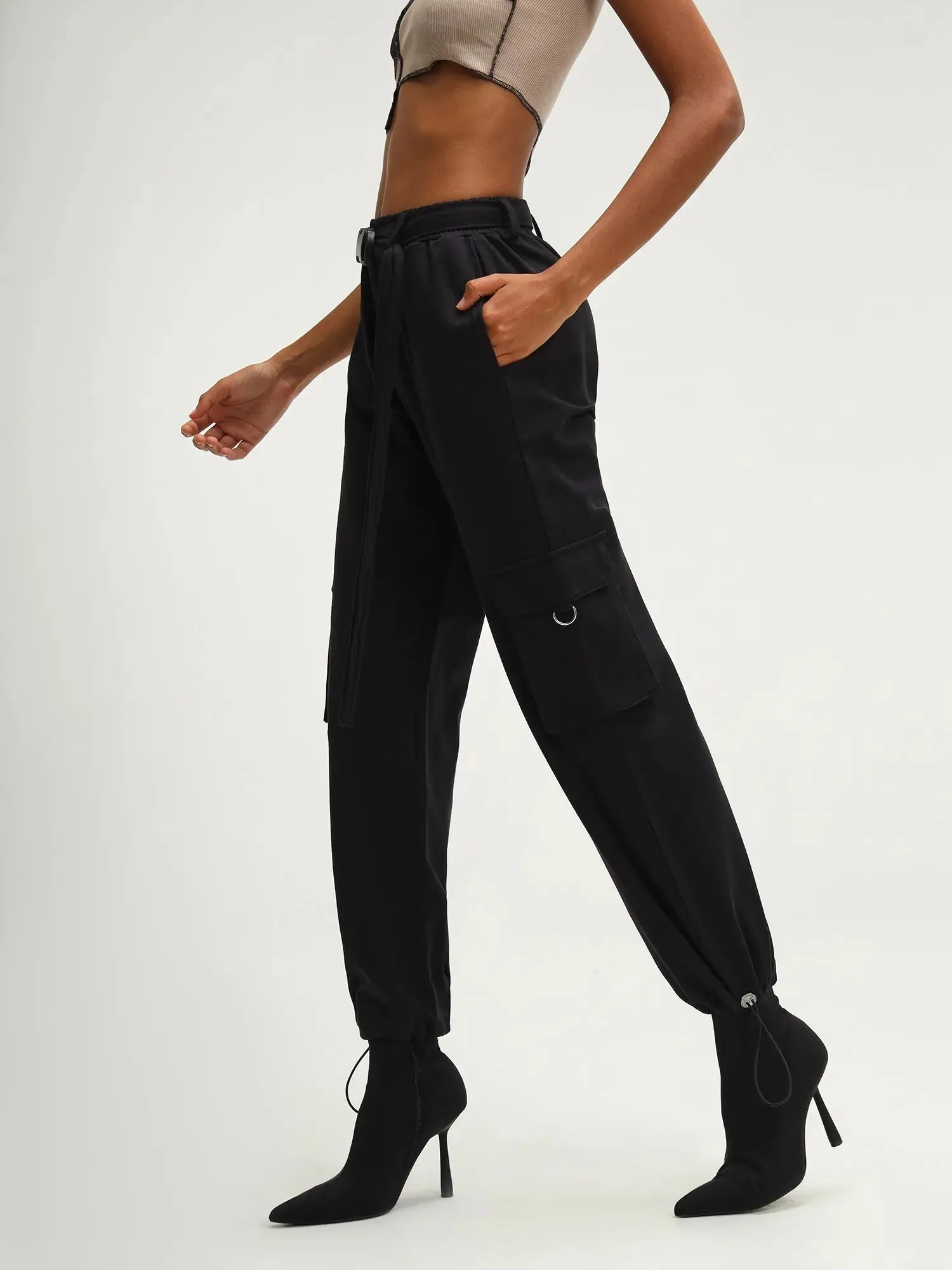 Kenya Black Parachute Jogger Pants