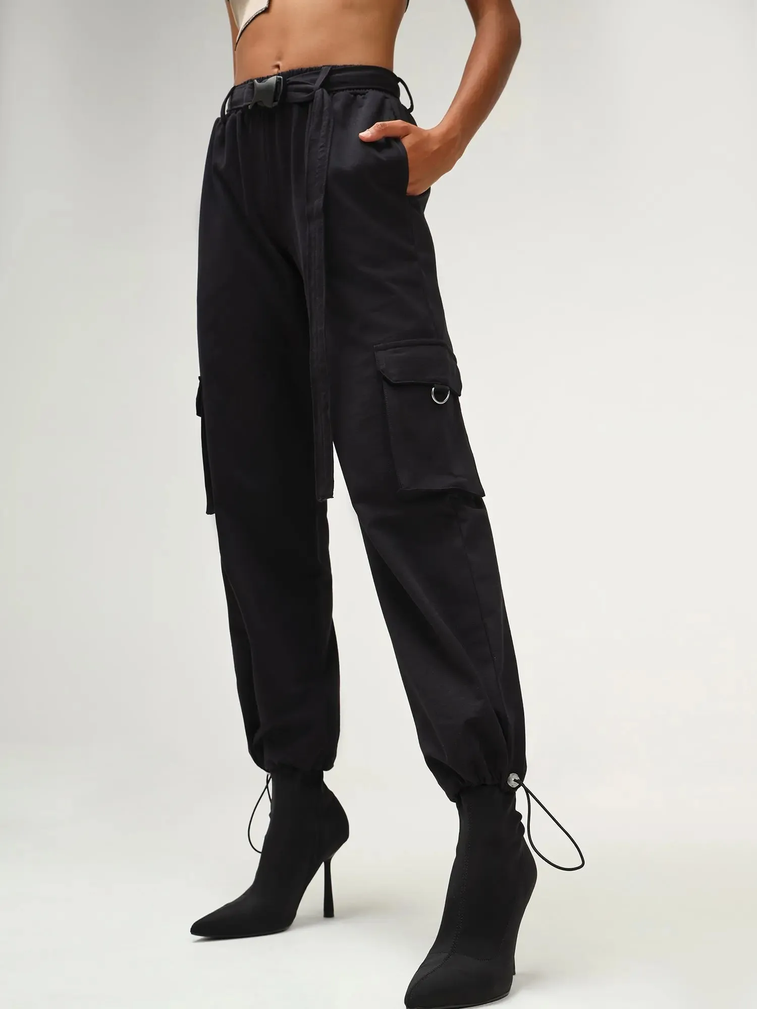 Kenya Black Parachute Jogger Pants