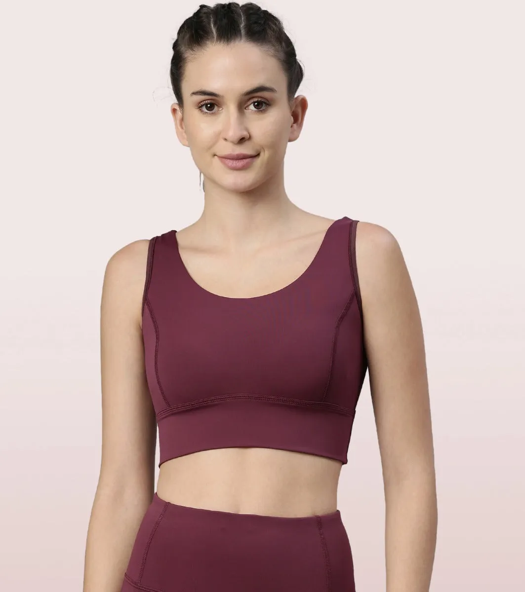 Longline Sports Bra – Solid | Scoop Neck Line High Impact Dry Fit Sports Bra Held-in Fit