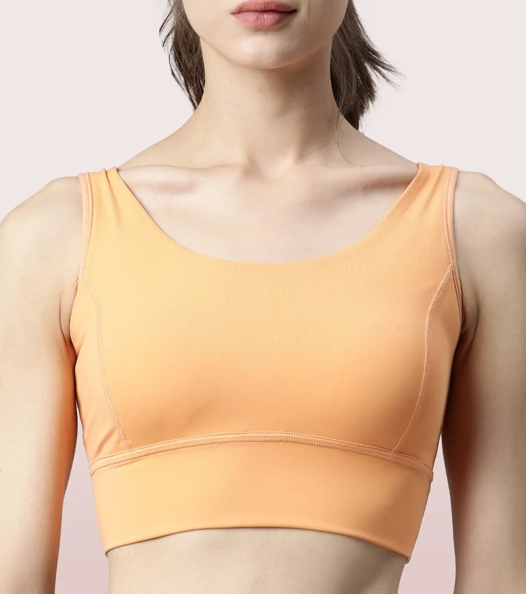 Longline Sports Bra – Solid | Scoop Neck Line High Impact Dry Fit Sports Bra Held-in Fit