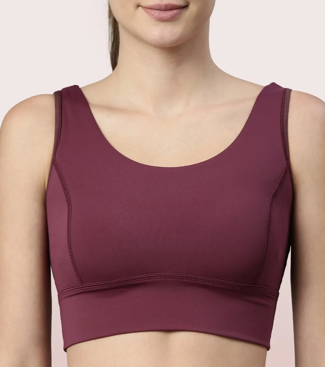 Longline Sports Bra – Solid | Scoop Neck Line High Impact Dry Fit Sports Bra Held-in Fit