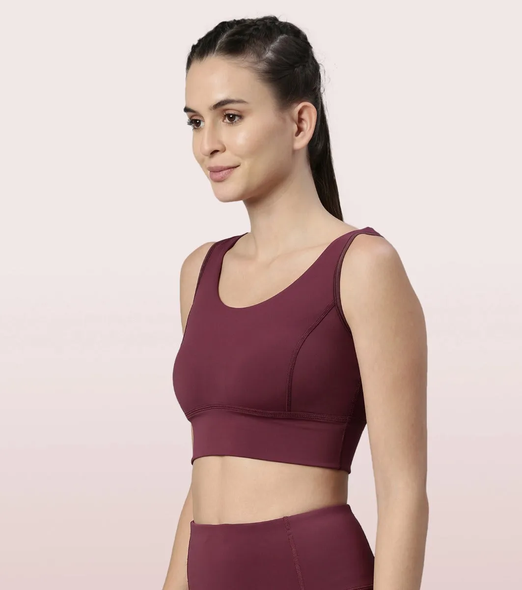 Longline Sports Bra – Solid | Scoop Neck Line High Impact Dry Fit Sports Bra Held-in Fit