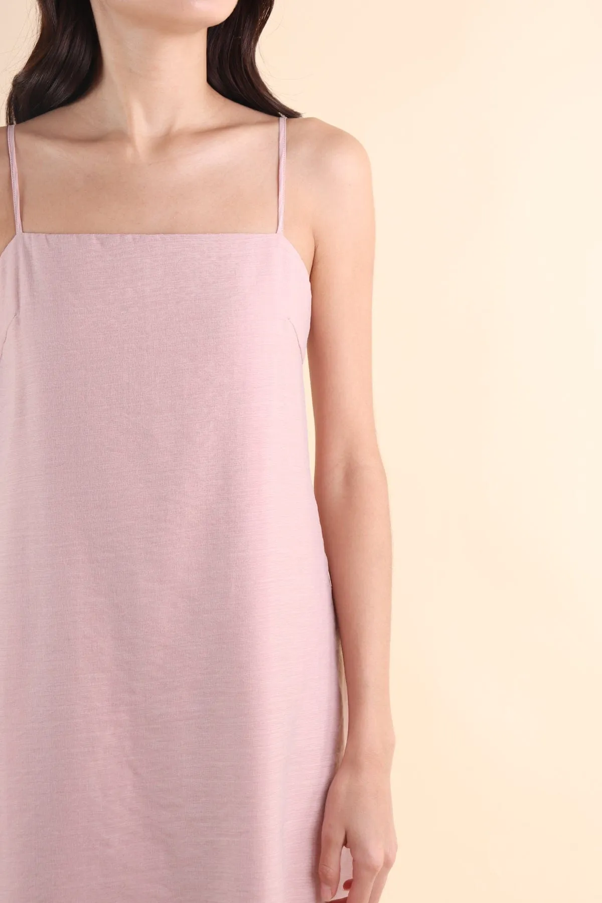 LYN SLIP MIDI DRESS IN DUSTY PINK