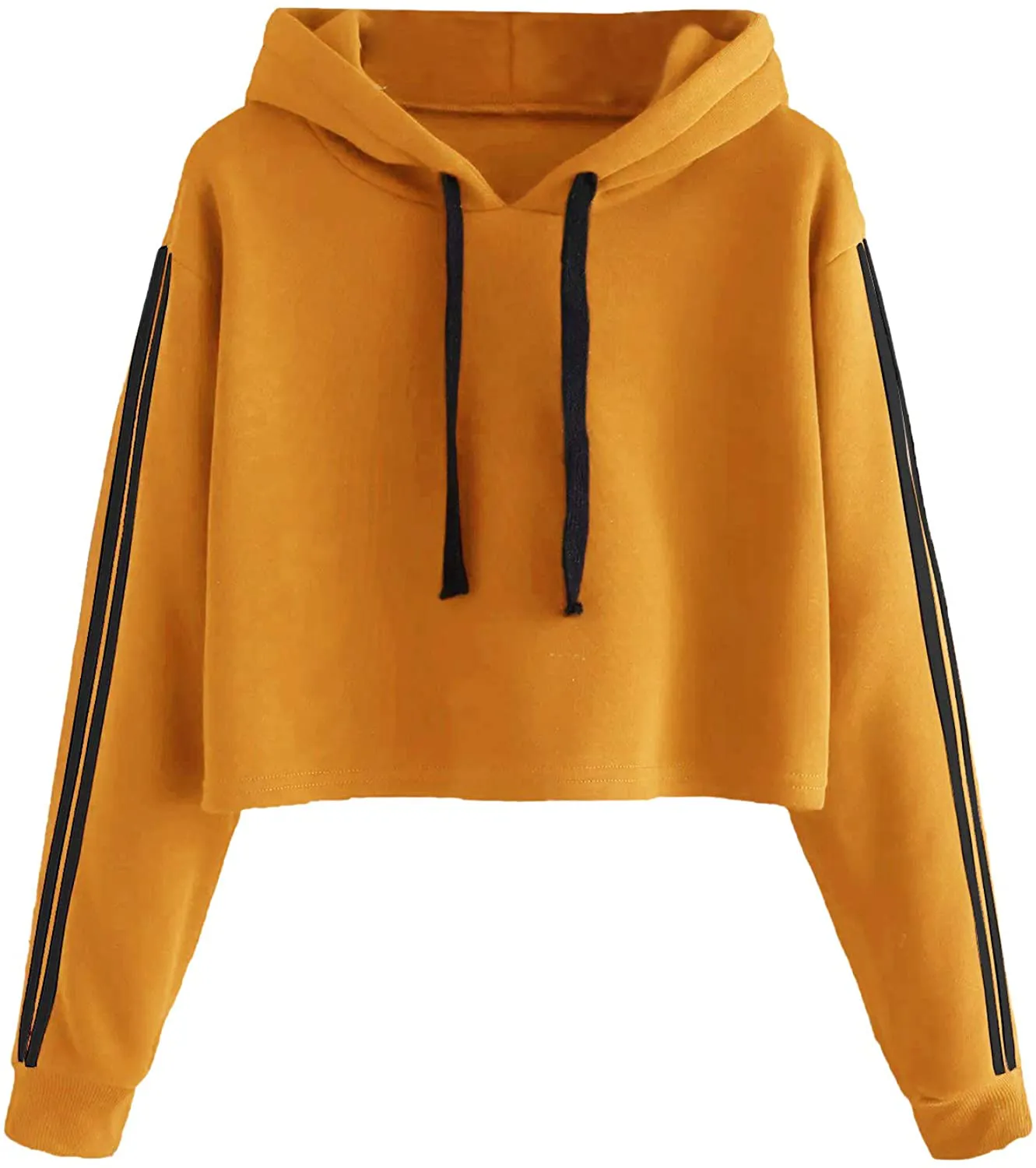 MAKEMECHIC Women's Drawstring Cropped Pullover Hoodies Hooded Sweatshirt