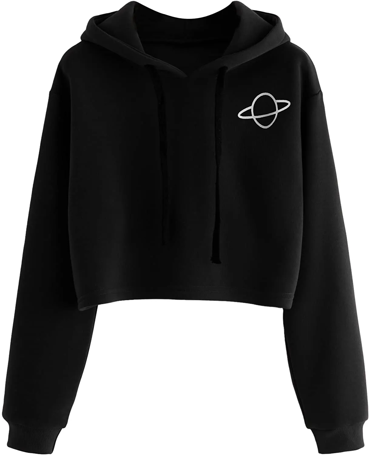 MAKEMECHIC Women's Drawstring Cropped Pullover Hoodies Hooded Sweatshirt