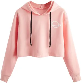 MAKEMECHIC Women's Drawstring Cropped Pullover Hoodies Hooded Sweatshirt