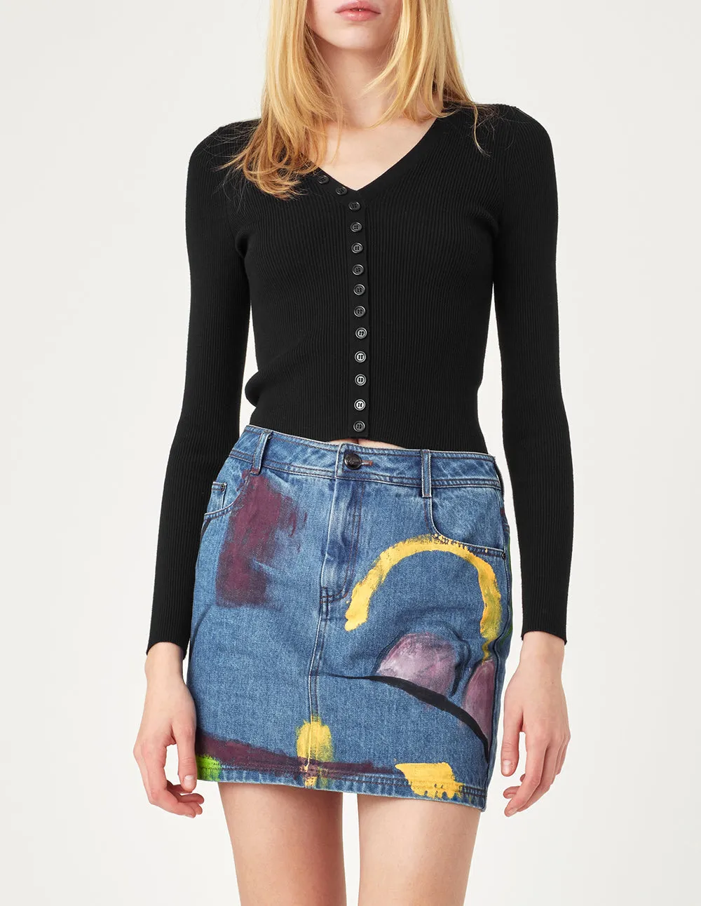 MARK FAST Women Washed Denim Mini Skirt