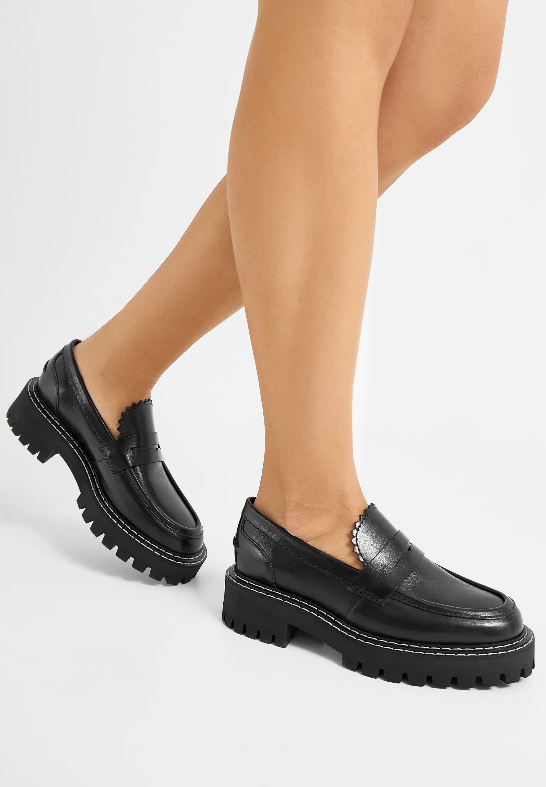 Matter Black Leather Loafers