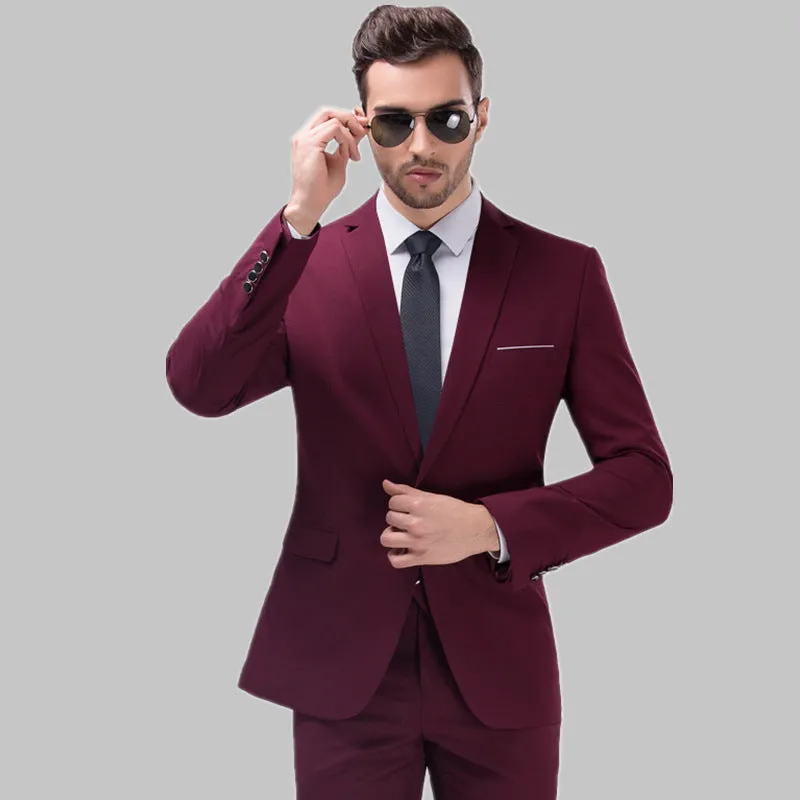 Men’s Premium Quality 2 Pieces Suit  2pcs Sets Smart Fit Prom Suits Work Wedding Casual Parties Business Tuxedo Blazer and Pants Trouser Set - X16