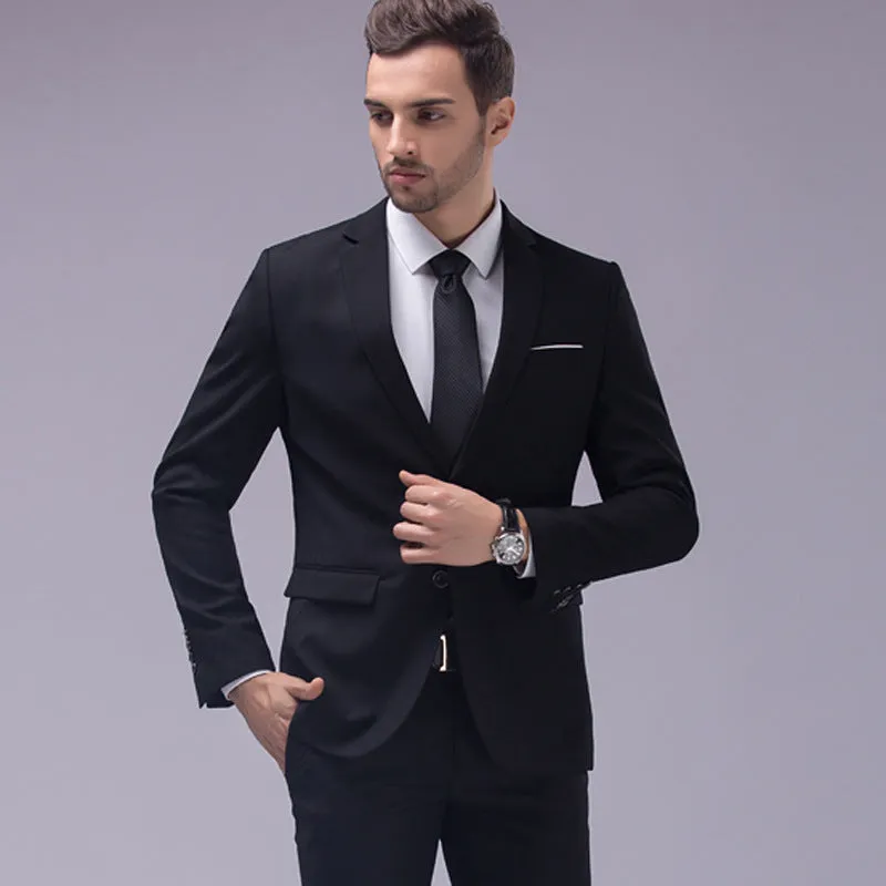 Men’s Premium Quality 2 Pieces Suit  2pcs Sets Smart Fit Prom Suits Work Wedding Casual Parties Business Tuxedo Blazer and Pants Trouser Set - X16