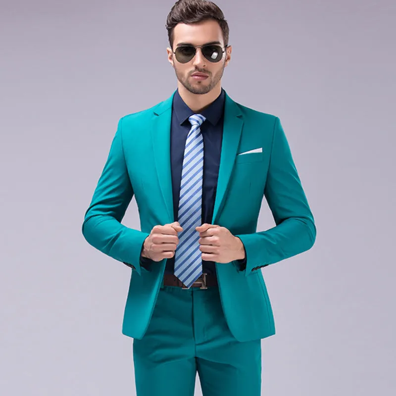 Men’s Premium Quality 2 Pieces Suit  2pcs Sets Smart Fit Prom Suits Work Wedding Casual Parties Business Tuxedo Blazer and Pants Trouser Set - X16