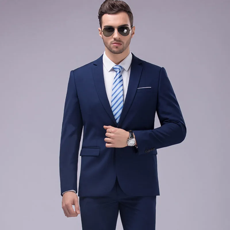 Men’s Premium Quality 2 Pieces Suit  2pcs Sets Smart Fit Prom Suits Work Wedding Casual Parties Business Tuxedo Blazer and Pants Trouser Set - X16