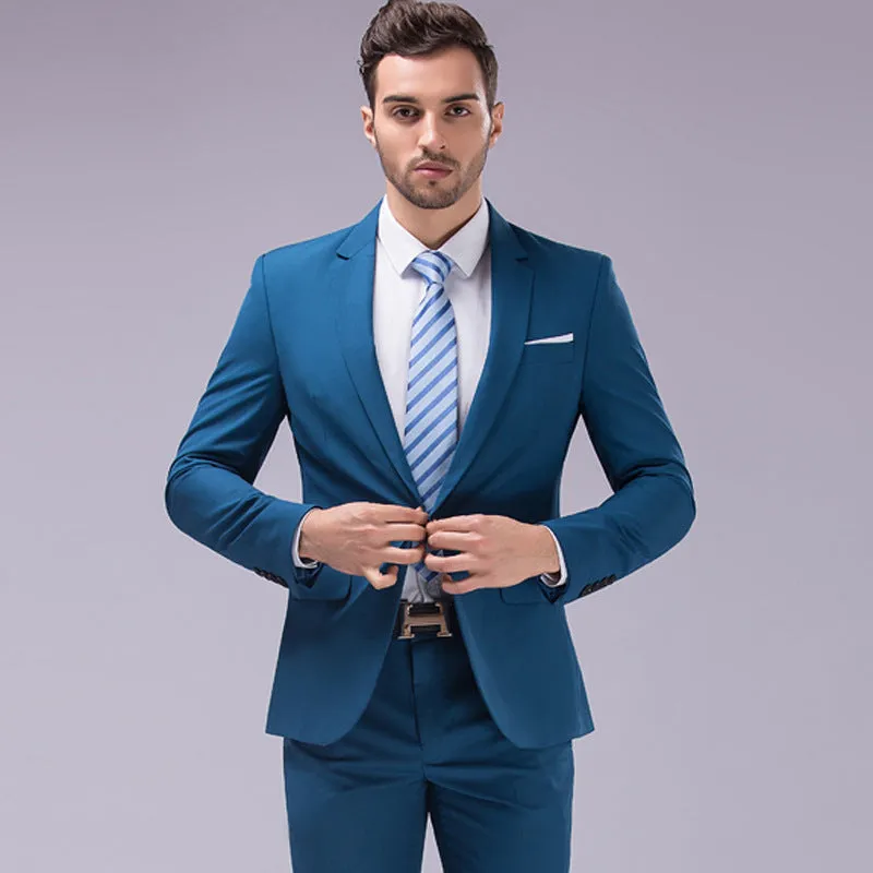 Men’s Premium Quality 2 Pieces Suit  2pcs Sets Smart Fit Prom Suits Work Wedding Casual Parties Business Tuxedo Blazer and Pants Trouser Set - X16