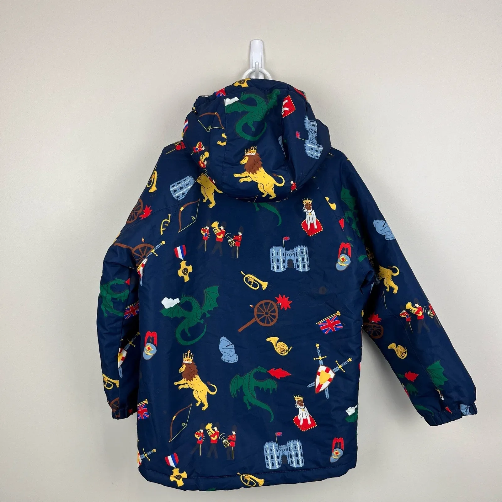 Mini Boden Cosy Sherpa Lined Anorak Coat College Navy Sprout Quest 6-7