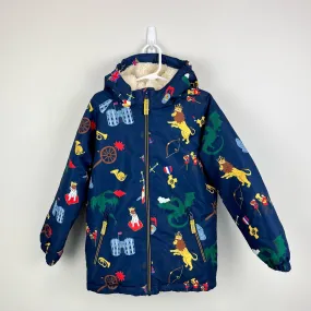 Mini Boden Cosy Sherpa Lined Anorak Coat College Navy Sprout Quest 6-7