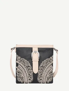 Montana West Cut-Out Floral Buckle Concealed Carry Crossbody