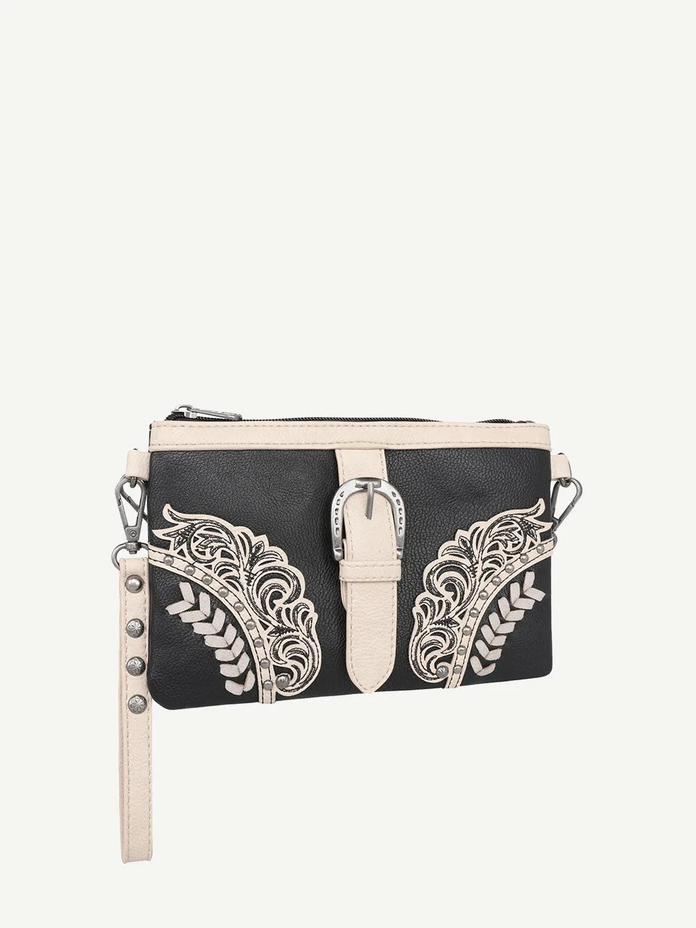 Montana West Cut-Out Floral Buckle Crossbody Clutch