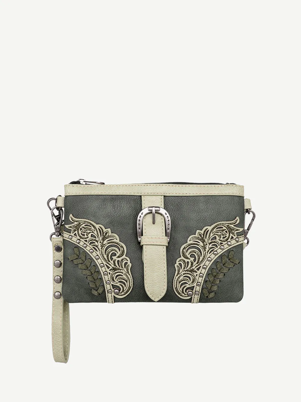 Montana West Cut-Out Floral Buckle Crossbody Clutch