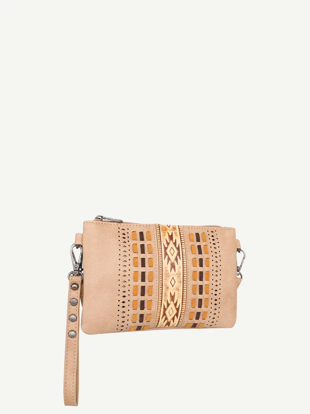 Montana West Laser Cut Out Embossed Aztec Crossbody Clutch