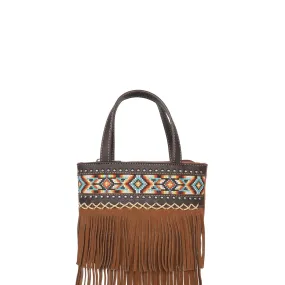 MW1203-923 Montana West Embroidered Aztec Fringe Collection Small Tote/Crossbody