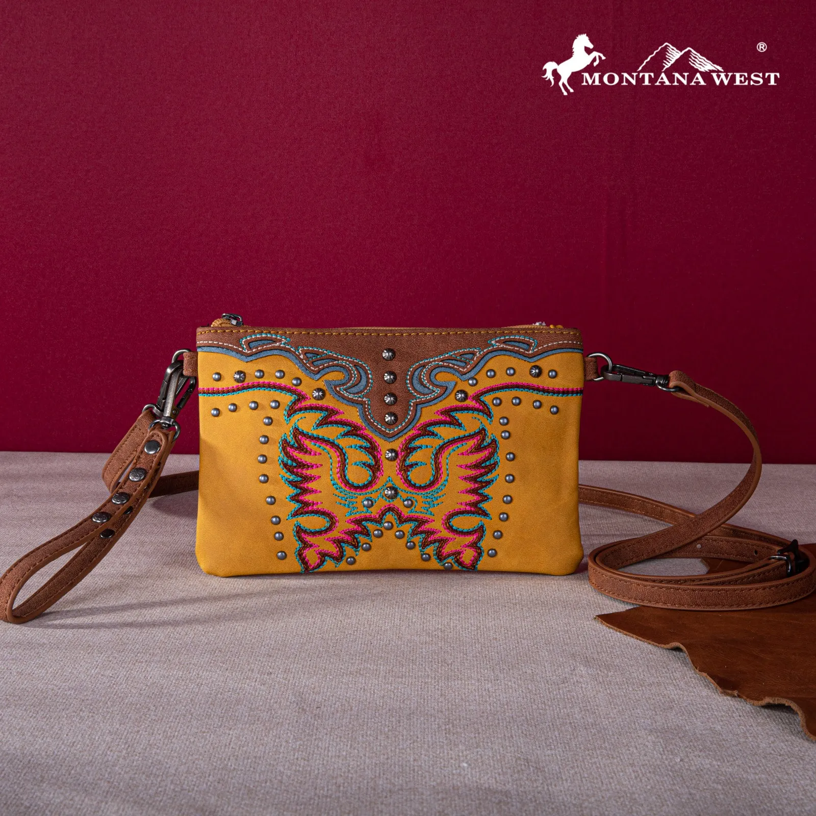 MW1253-181 Montana West Embroidered Collection Clutch/Crossbody