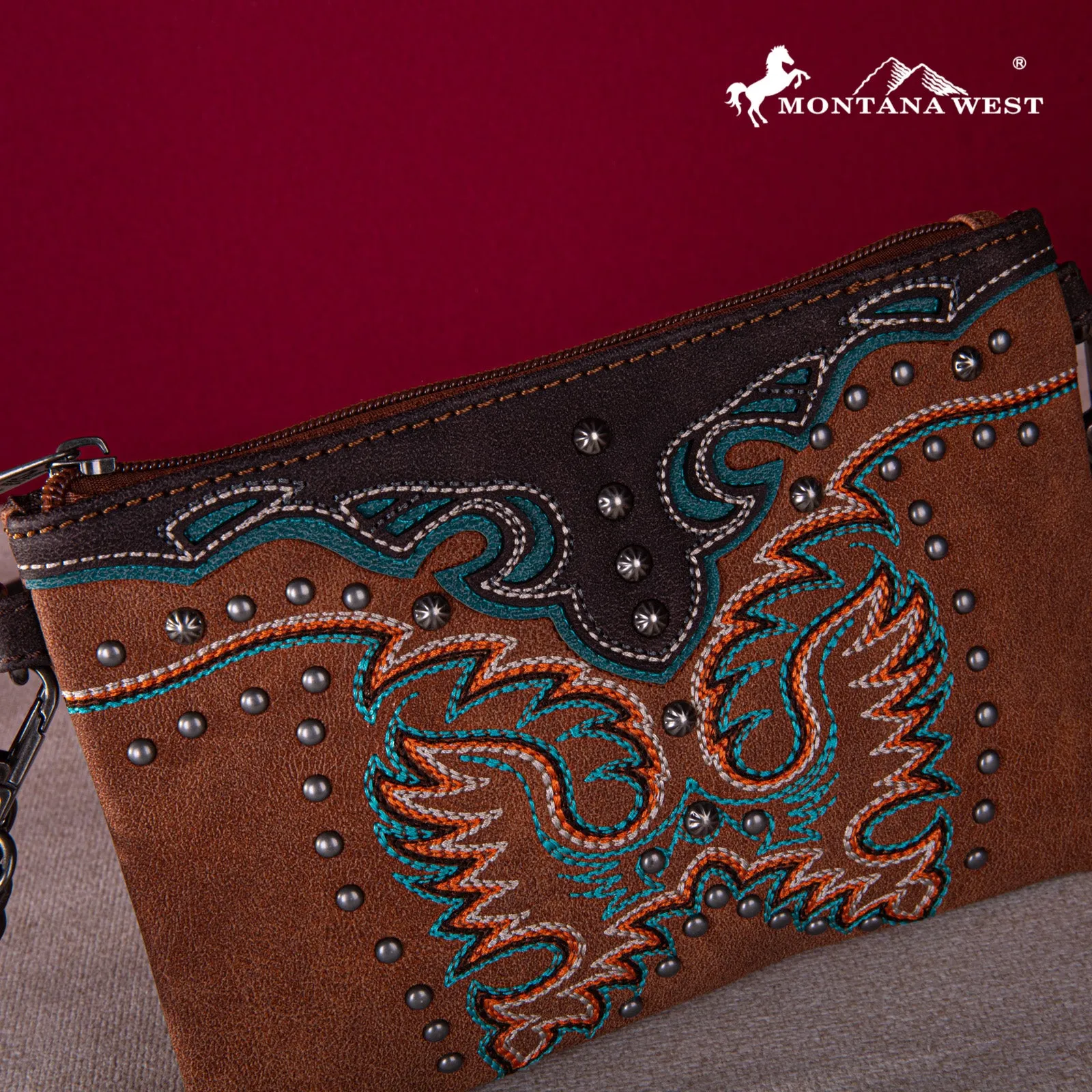 MW1253-181 Montana West Embroidered Collection Clutch/Crossbody