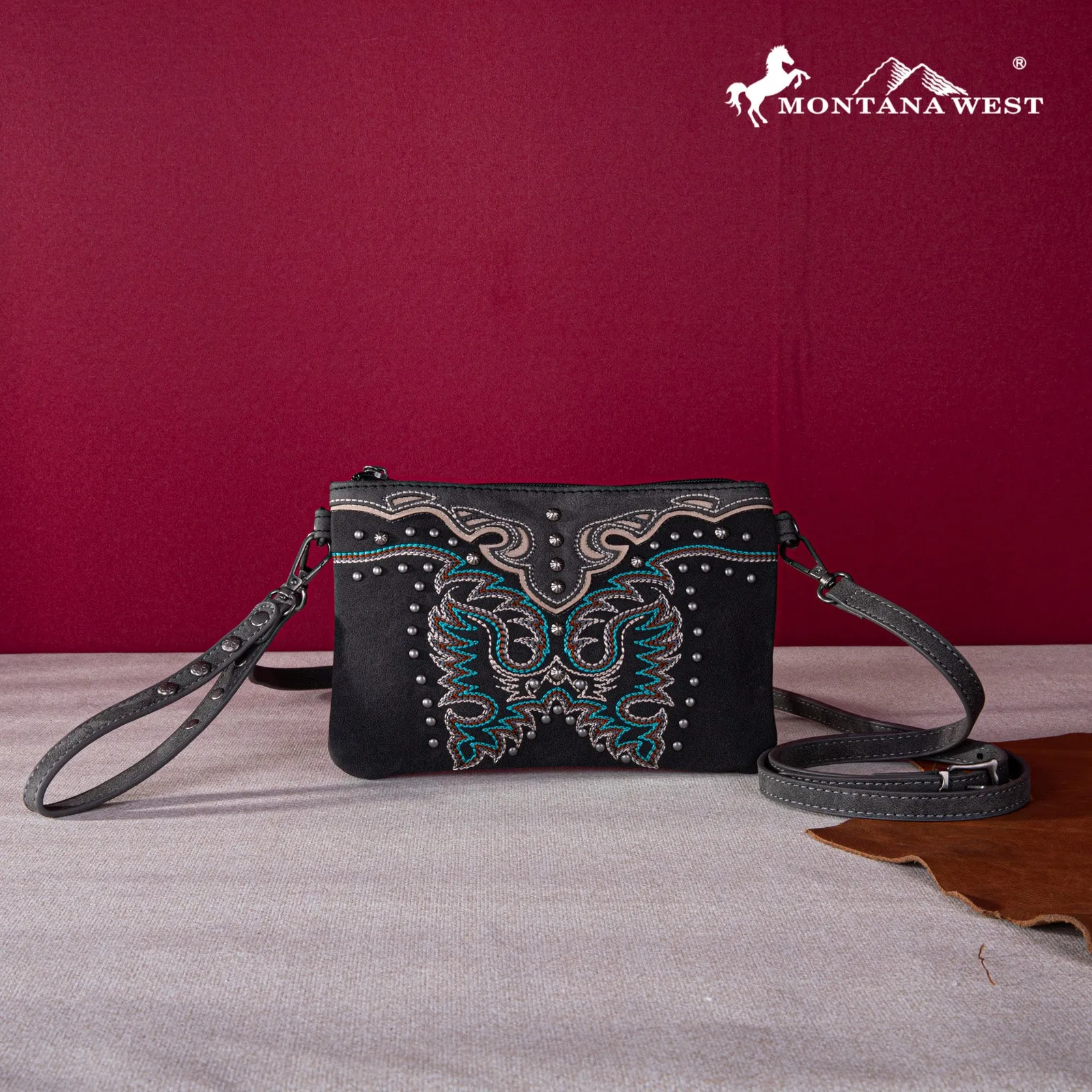 MW1253-181 Montana West Embroidered Collection Clutch/Crossbody