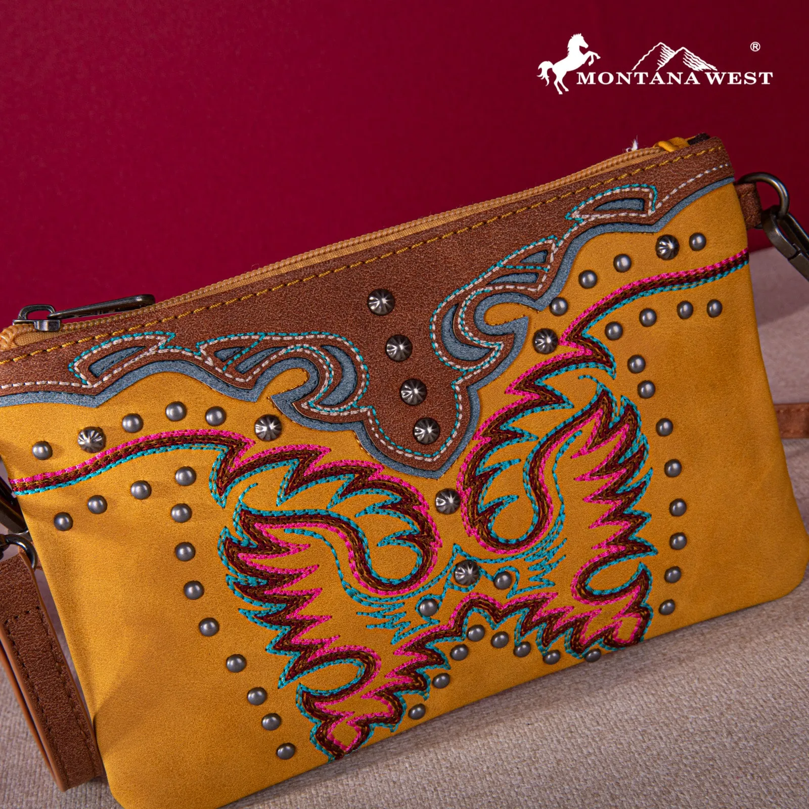 MW1253-181 Montana West Embroidered Collection Clutch/Crossbody