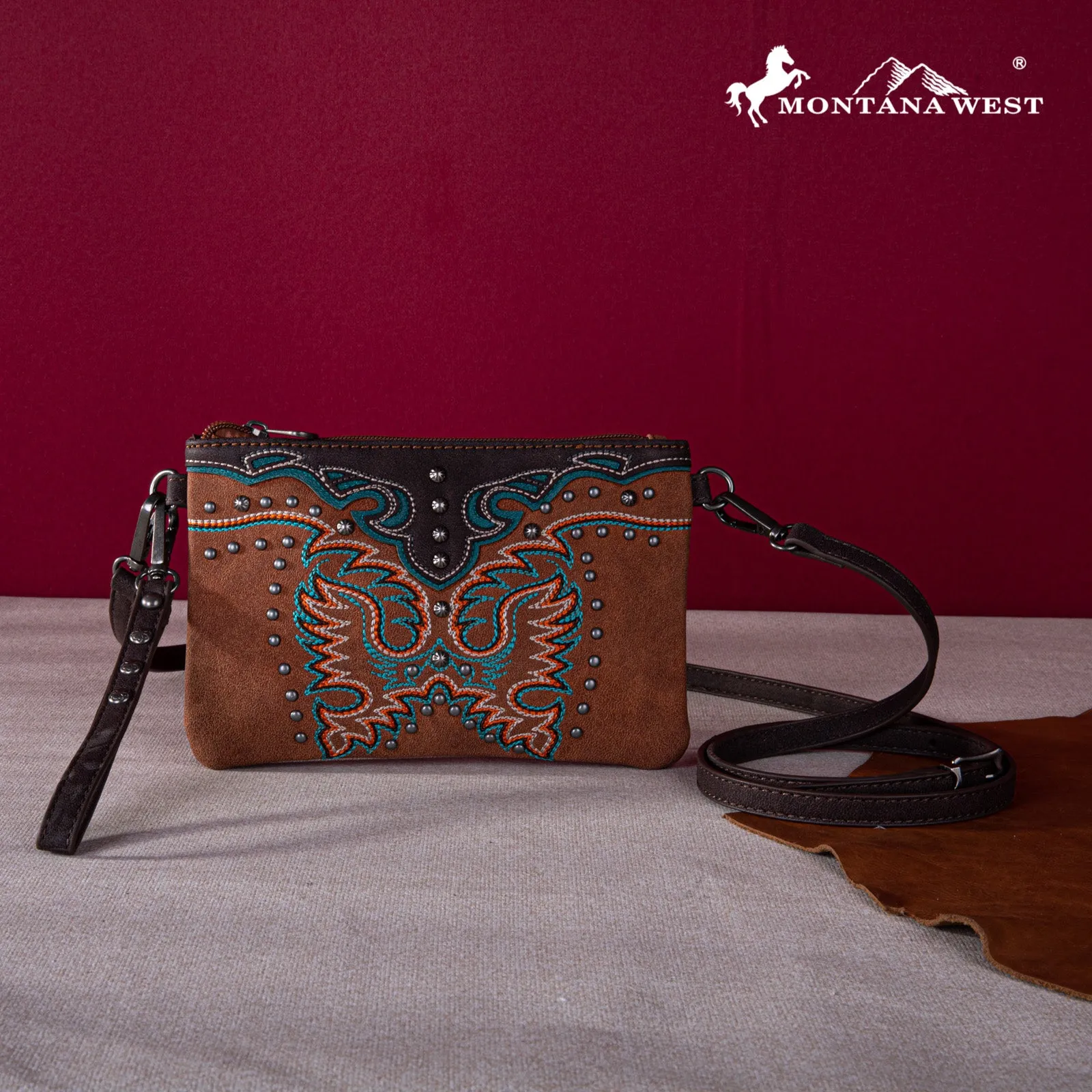 MW1253-181 Montana West Embroidered Collection Clutch/Crossbody