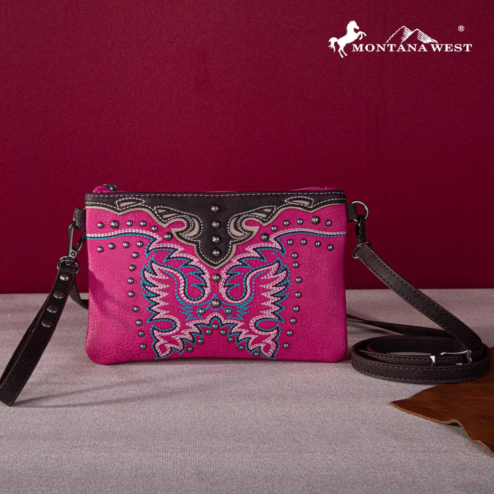 MW1253-181 Montana West Embroidered Collection Clutch/Crossbody