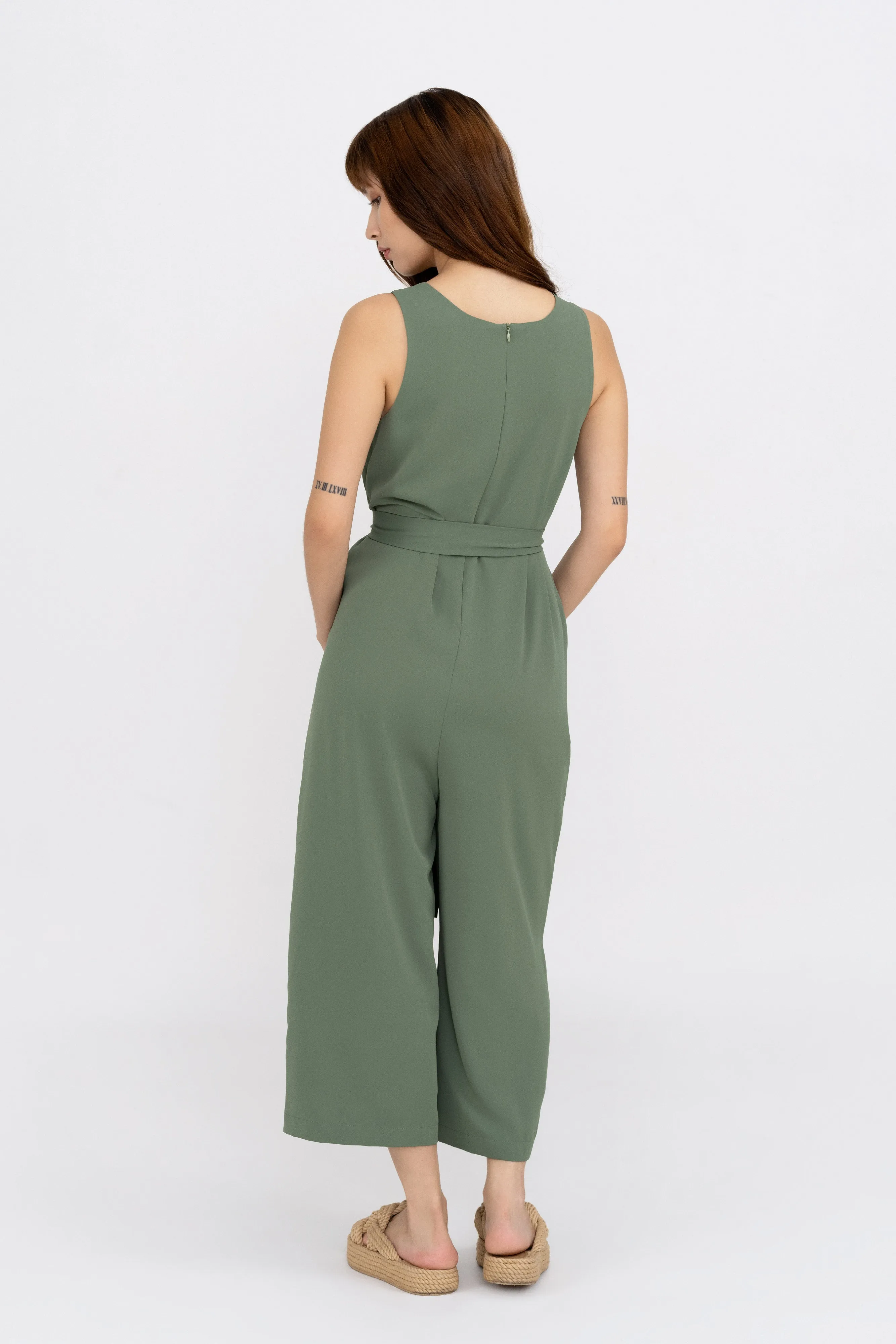 Natacia Wide Leg Jumpsuit in Sage Green