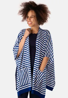 Navy & White Stripe Sleeveless Cardigan