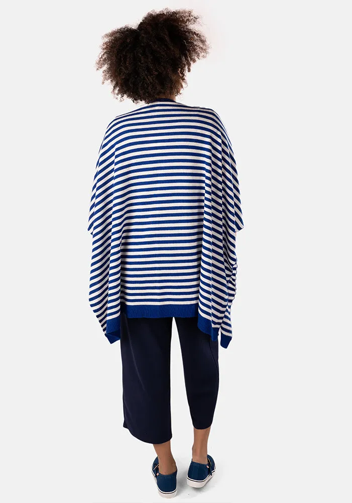 Navy & White Stripe Sleeveless Cardigan