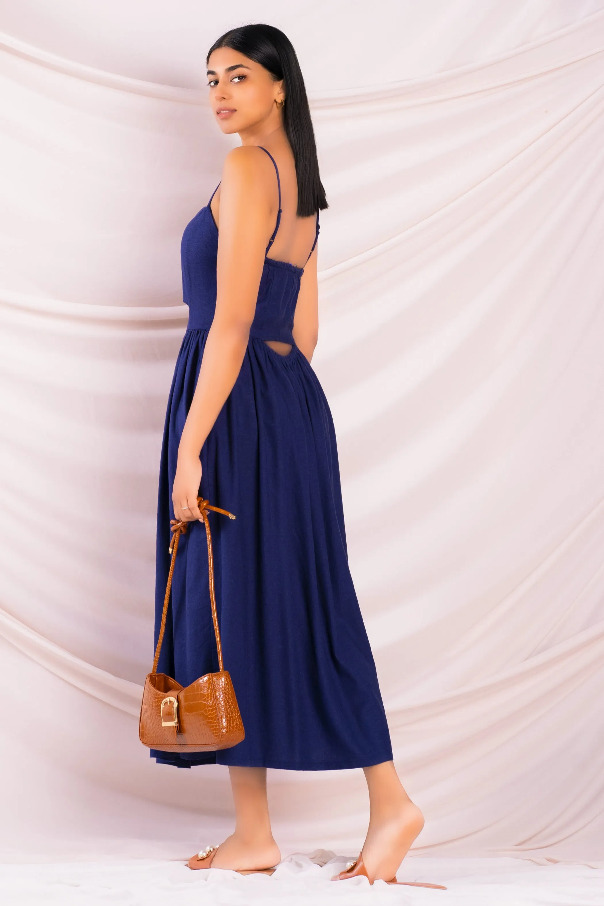 Navy Cut Out Midi Dress