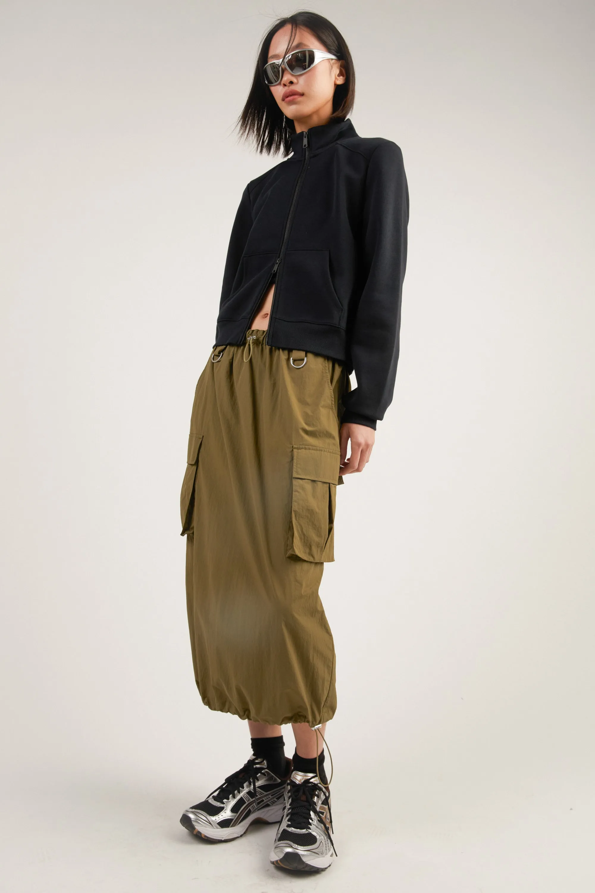 NYLON MAXI CARGO SKIRT