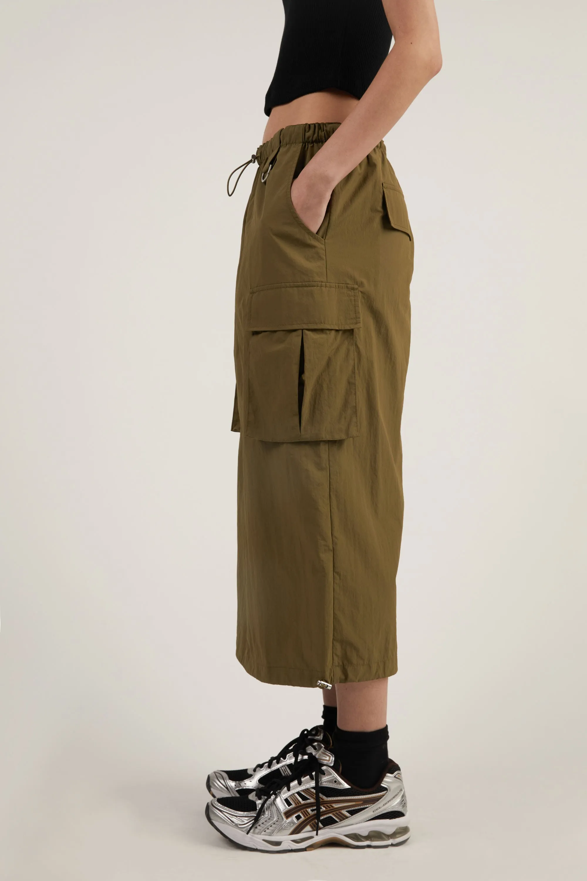 NYLON MAXI CARGO SKIRT