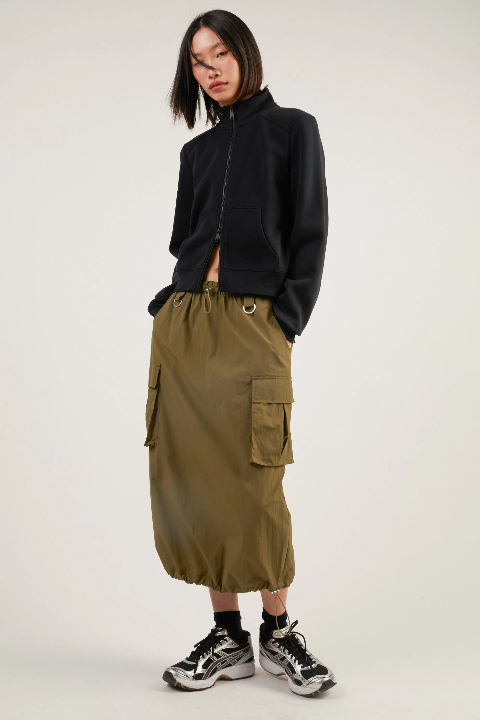 NYLON MAXI CARGO SKIRT