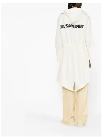 OFF-WHITE KNEE-LENGTH WATER-REPELLENT COAT