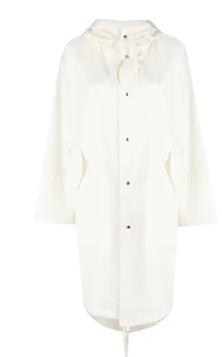 OFF-WHITE KNEE-LENGTH WATER-REPELLENT COAT