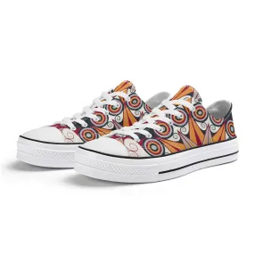 Orange, Red and Blue Mandala Pattern - Womens Classic Low Top Canvas Shoes for Footwear Lovers