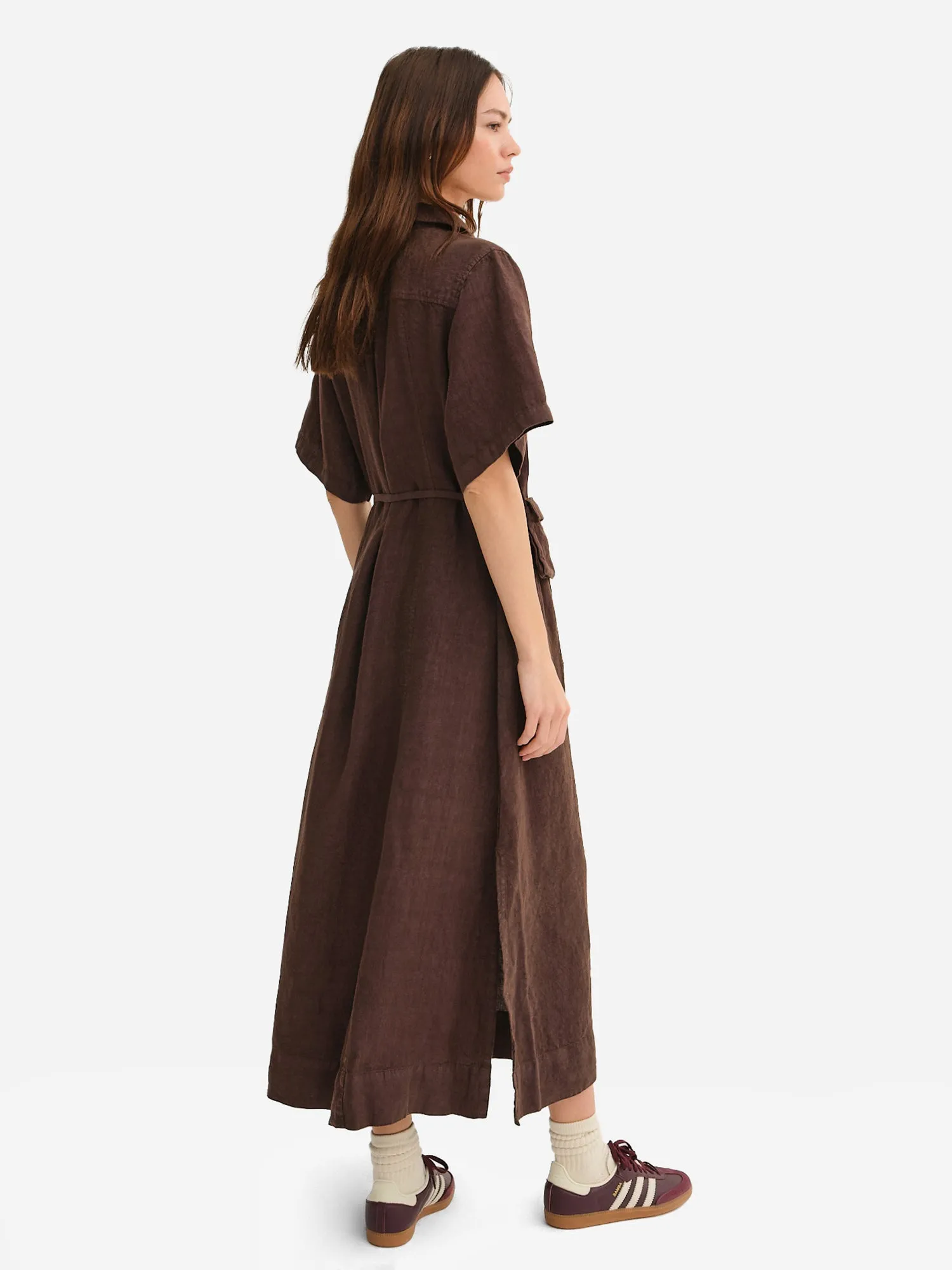 Organic Linen Belt Maxi Dress