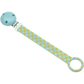 Pacifier Clip - Pattern - Checks  Laguna   Wheat