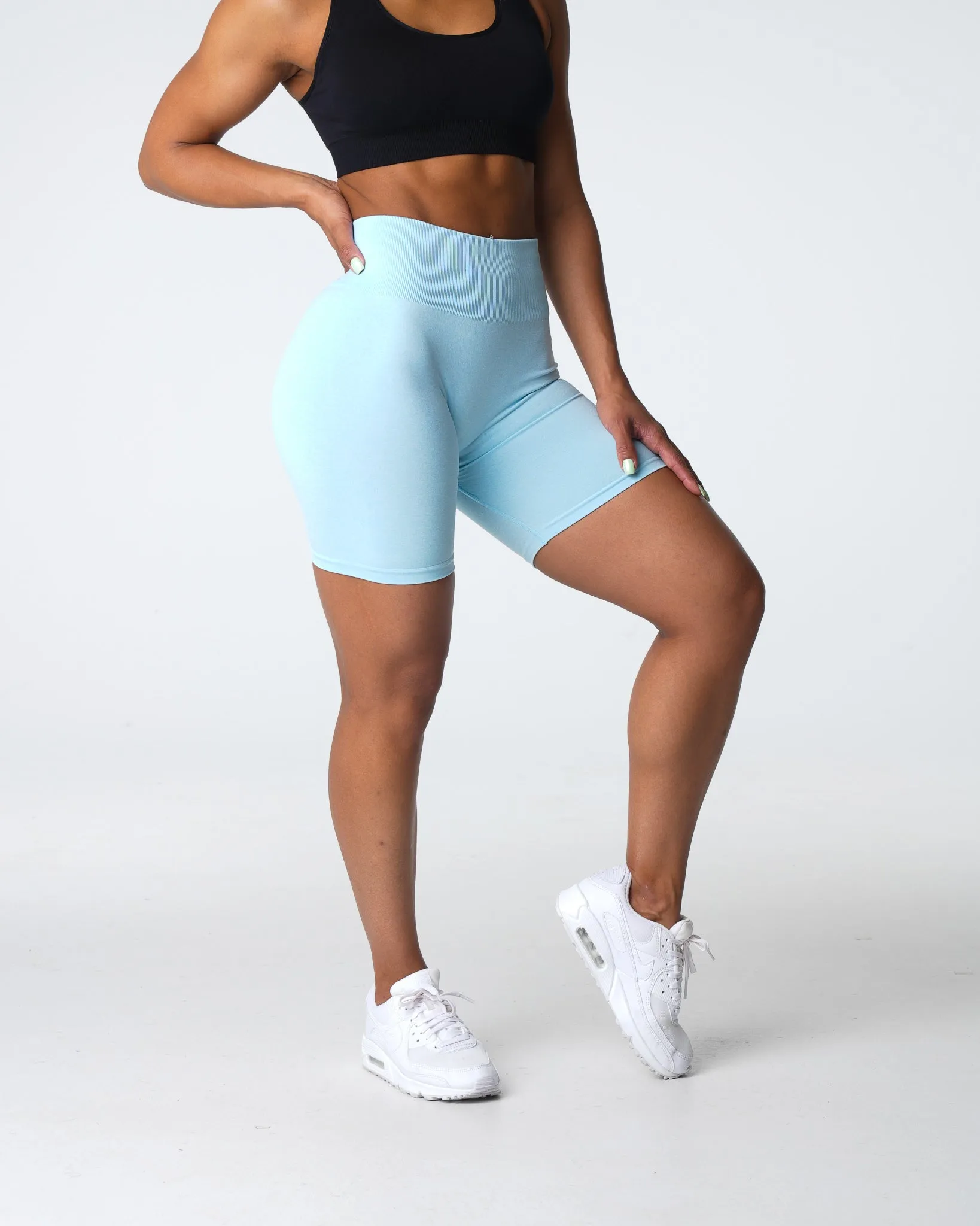 Pastel Blue Scrunch Seamless Shorts