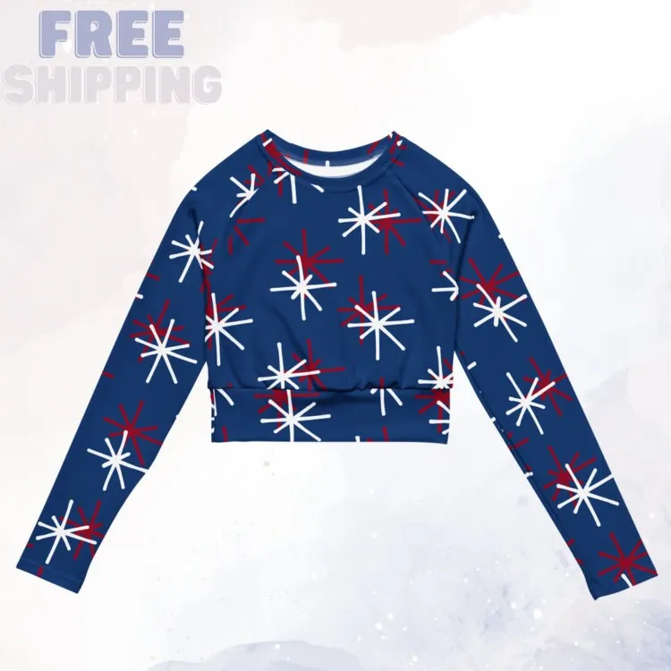 Patriotic Recycled Crop Top with Long Sleeves