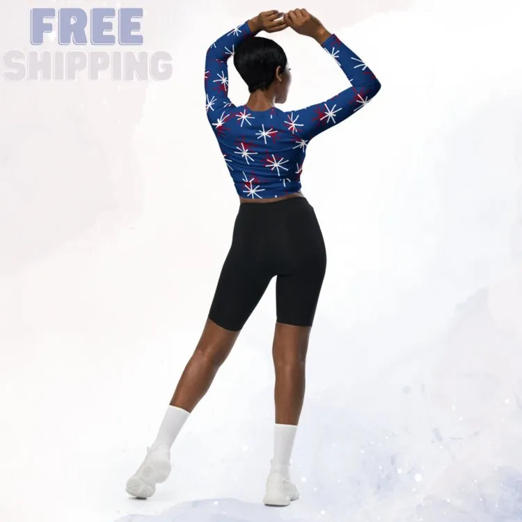 Patriotic Recycled Crop Top with Long Sleeves