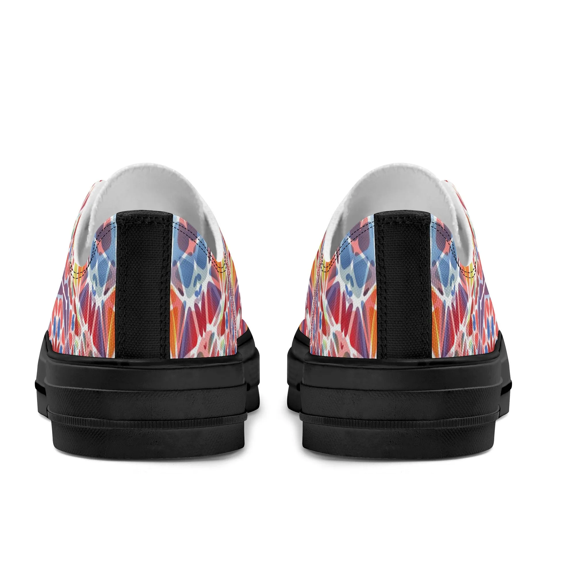 Purple, Orange and Blue Mandala Pattern - Womens Classic Low Top Canvas Shoes for Footwear Lovers