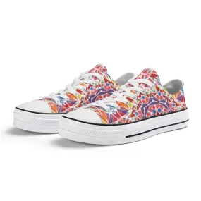 Purple, Orange and Blue Mandala Pattern - Womens Classic Low Top Canvas Shoes for Footwear Lovers